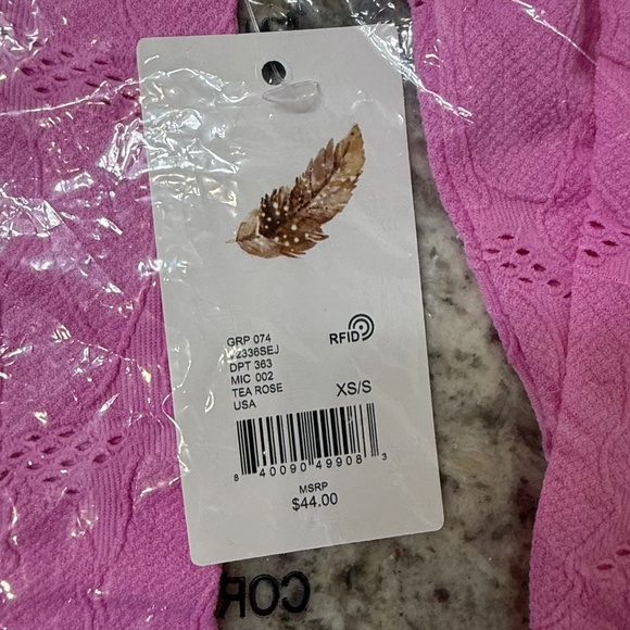 NWT Chelsea & Violet Pink Knit Long Sleeve Texture Bodysuit (Size XS/S) - Picture 7 of 7